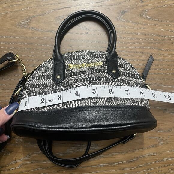 Juicy Couture Mini Crossbody Bag Top Zip Logo Monogram Half Chain Black‎ - Picture 8 of 13
